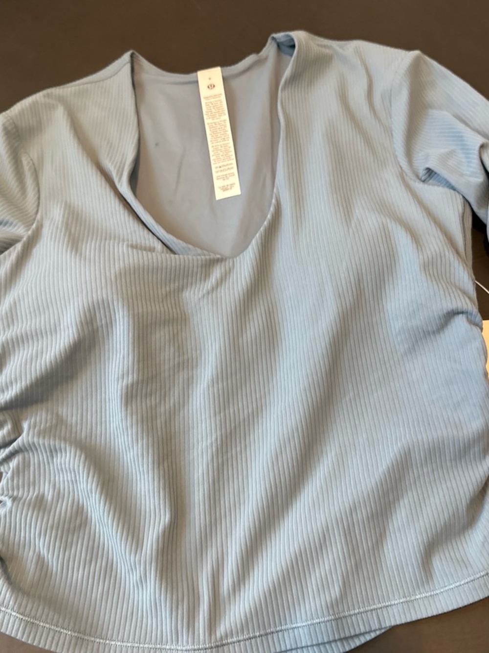 lululemon athletica Light Blue Ribbed V-Neck Short Sleeve Top
